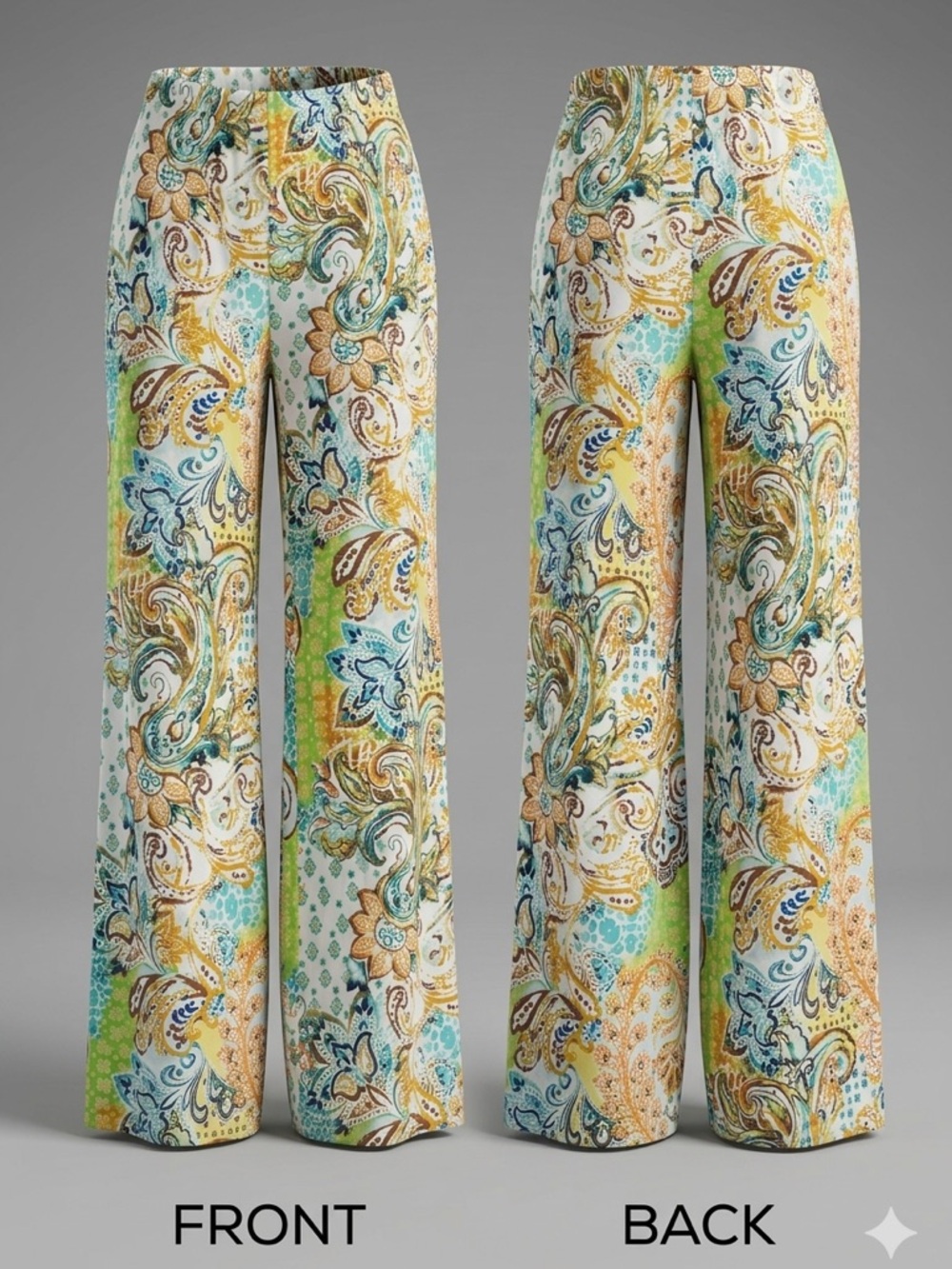 🌿VTG Y2K Chico’s Paisley Palazzo Pull-On Pants Boho Resort Wide Leg S1 8867-8🌿